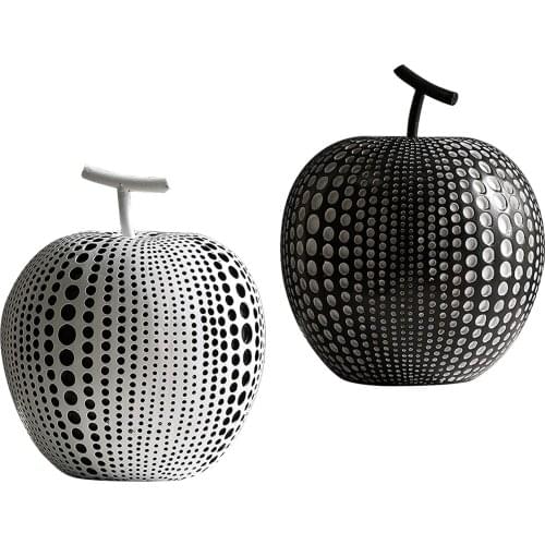 Abstract Black White Apple Sculpture Resin Crafts Ornaments Home Entrance Wine TV Cabinet Office Statues Figurines Decorations