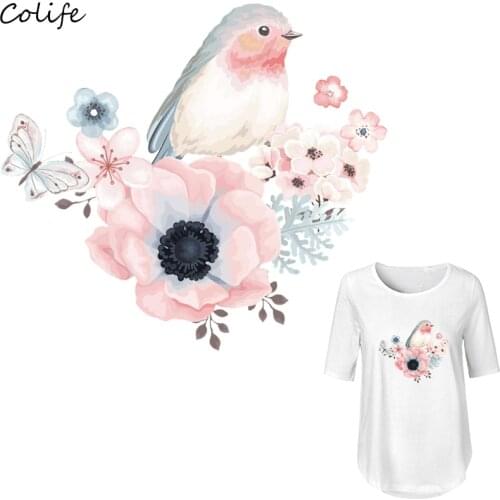 Birds Iron On Patch Washable New Design Print On T-Shirt Diy Accessory Clothes Decoration Applique 19X19Cm