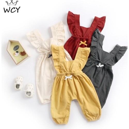 Kids Overalls Baby Girls One Piece Ruffles Rompers Jumpsuit Autumn Summer Sleeveless Square Collar Polka Dots Bib Pants Trousers