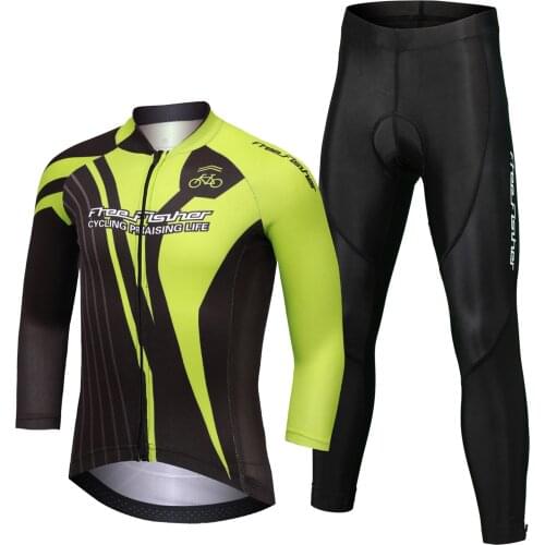 FreeFisher Kids Long Sleeve Cycling Jersey Set Cartoon Soft Mesh Breathable MTB Biking Riding Shirt with Pants for Boys Girls