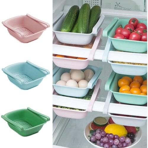 Refrigerator Pull-out Storage Box Food Storage Rack Organizer Drawer Basket Drawers Fresh-keeping Refrigerator Pull-out Baskets