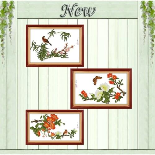 Butterly bird flowers scenery painting counted print on canvas DMC 11CT 14CT Chinese Cross Stitch kits embroidery needlework Set
