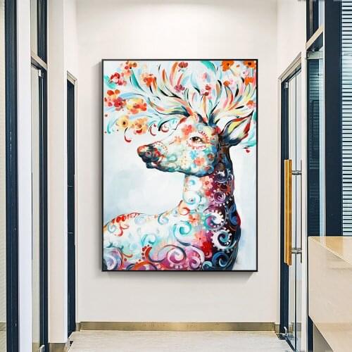 Yiqing Elk Painting 100% Hand Painted Oil Painting On Canvas Original Design Home Decor Nordic Wall Art Decor for Living Room
