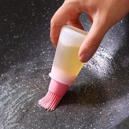 Baking brush Portable Silicone Oil Bottle with Cap Barbecue Brush with Scale Sauce Butter Brush Kitchen BBQ Pastry Cooking Tool