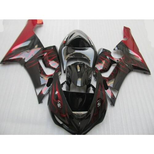 Motorcycle Fairing Kit for KAWASAKI Ninja ZX6R 636 05 06 ZX 6R 2005 2006 zx6r ABS Red flames black Fairings set+7gifts KU22