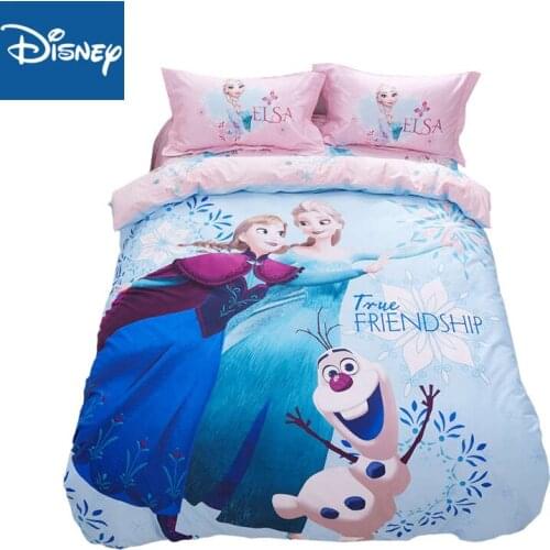 Blue elsa quilt/duvet cover cotton bedding set Frozen cartoon home textile girl babys bedspreads single queen full size hot sale