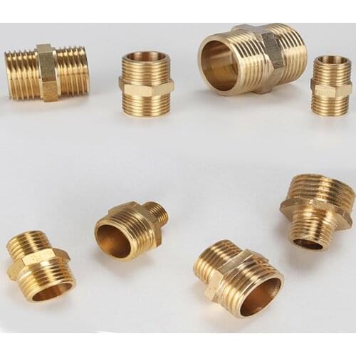 Brass Pipe Fitting Hex Nipple 1/8" 1/4'' 3/8'' 1/2''Male Thread Coupler Connector Copper