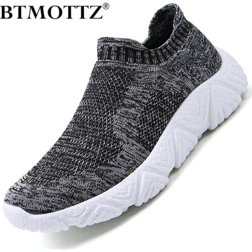 Summer Tendy Casual Shoes Men Knitted Mesh Outdoor Sneakers Men Slip-on Sock Shoes Breathable Sport Shoes Men Zapatillas Hombre