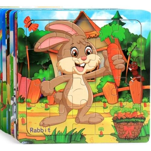 Hot Sale Kids Puzzle Toy Animals And Vehicle Wooden Puzzles Jigsaw Baby Educational Learning Toys For Children Gift