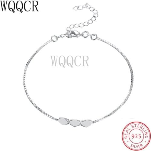 Minimalist 925 Sterling Silver Fashion Small Square Bracelet For Women Party Wedding Birthday S925 Jewelry Gift