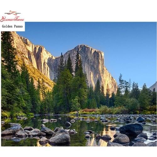 Golden Panno,Needlework,DIY DMC Cross stitch,Sets For Embroidery kit 14ct unprinted Mountain View cross-Stitching,christmas 0109