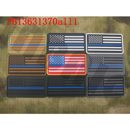 3D PVC Patch star right The thin blue line America flag Police SWAT Military Morale