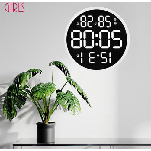 12 Inch LED Large Screen Wall Clock Digital Temperature Humidity Electronic Clock Modern Design Decoration Home Office Decor