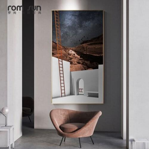 Nordic Style Landscape Extension of Building Wall Pictures for Living Room Canvas Painting Artistical Wall Art HD Home Deco