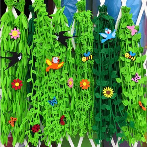 XICC Wall Rattan Wicker Butterfly Leaves Nonwoven Cloth Fabric Felts Home Child Room Kindergarten Handmade Wall Decor Stickers