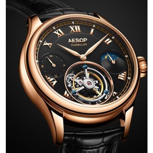Real Tourbillon Mechanical Watch Men Moon Luxury Brand Fashion Personality Sapphire Business Watches Mens 2020 montre homme luxe