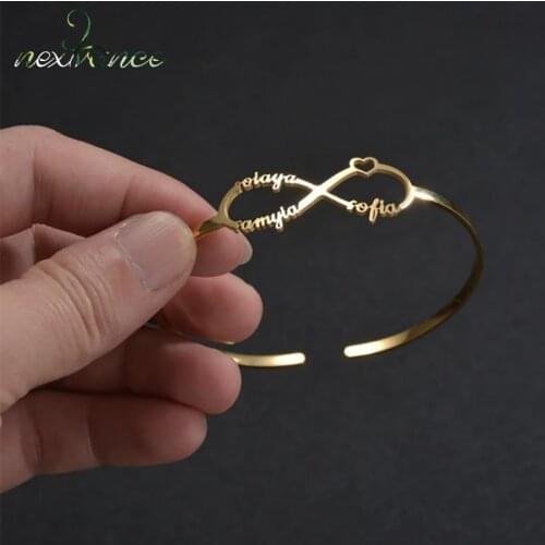 Nextvance Customized Nameplate Name Bracelet Gold Stainless Steel Personalized Charm Cuff Bangles For Women Men Daily Jewelry