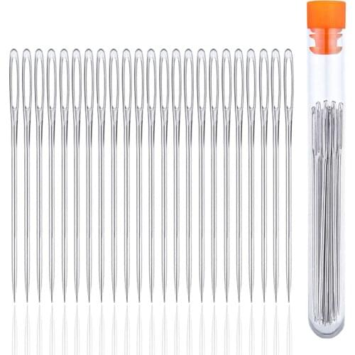 Nonvor 23 PCS Large Eye Sewing Needles Leather Needle-side Hole Blind Embroidery Thread Stainless Steel Knitting Plastic Bottle