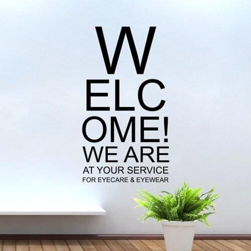 Eye Chart Optical Art Wall Decals Optomestrist Office Decor , Eyecare Eyewear Vinyl Sticker Optical Shop Door Window Art Decor