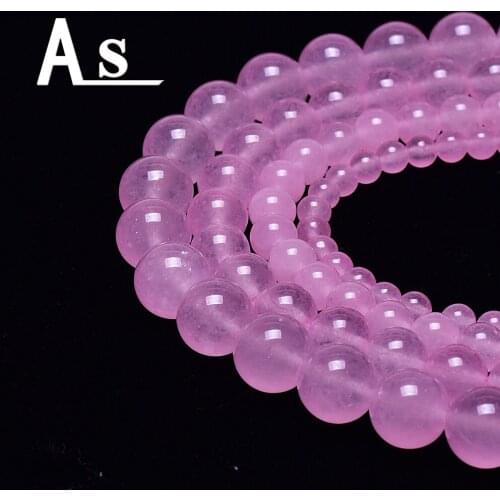 Asingeloo Wholesale Natural Rose Crystal Pink Quartz Stone Round Beads For Jewelry Making DIY Bracelet Necklace 4/6/8/10/12 mm