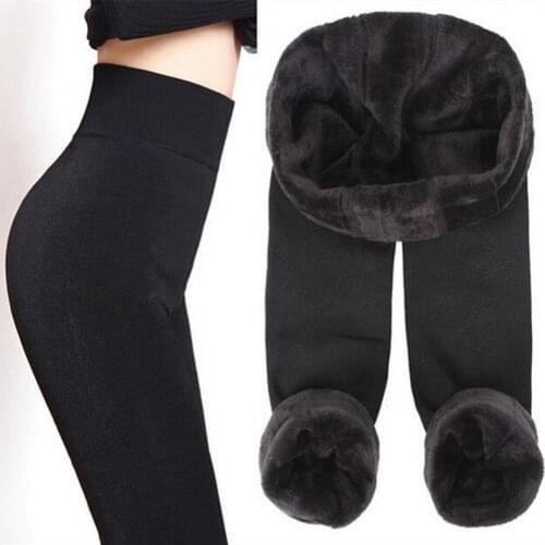 Thicken Leggings Solid Color Womens Stretch Warm Skinny Pants Footless Tights Cashmere Plus Fleece Long Trousers