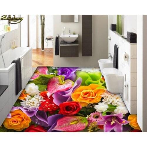 Beibehang Custom Photo Wallpaper Floor Paint Beautiful Color Flowers Bathroom 3D Flooring wall papers home decor papel de parede