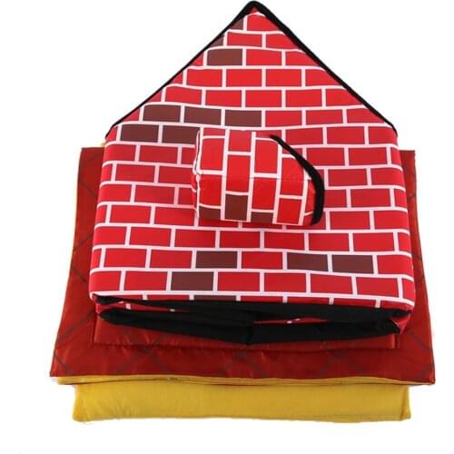 Portable Brick Pet House With Chimney Warm And Cozy Dog Cat Bed Detachable Washable Pet Tent Suitable For All Seasons Cushion