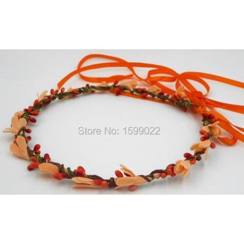 Autumn Simple Foam Flower Crown Headband Bridesmaid Headdress Pip Berry Garland Orange Lady Bridal Hair Accessories Halloween