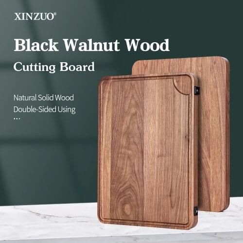 XINZUO Chopping Board Cutting Board Mat Black Walnut Pizza Steak Bread Board Cutting Vegetable Fruit Double-Side Boarding