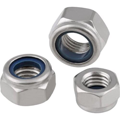 Self Locking Nuts M3 M4 M5 M6 M8 M10 M12 Nylon Lock Nut Locknut Slip Nylon Hex Nut Stainless Steel DIN985