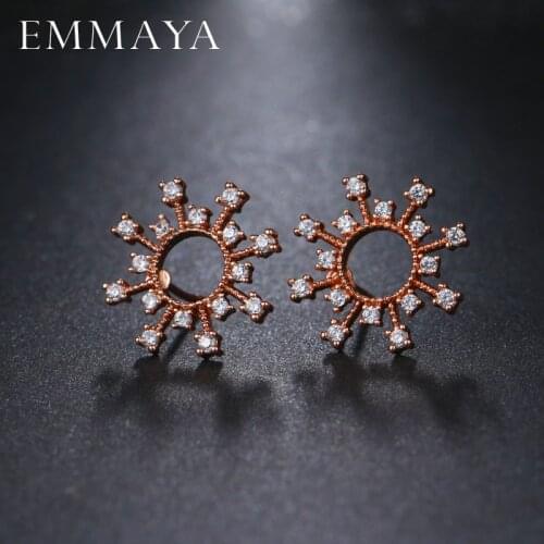 EMMAYA Sun Charm Stud Earrings For Women Gift Fashion Rose Gold Color Earrings Jewelry Bijous Femme