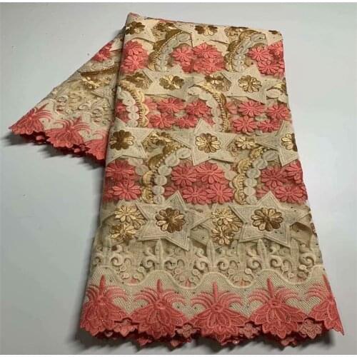 SJ Lace Nigerian Lace Fabrics 2021 High Quality Mesh Lace African Fabric Lace With Stones For Women Wedding Party Sewing d2-6