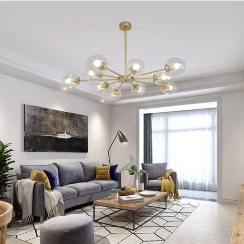 Nordic Glass Chandelier Lighting E27 Bulb Hanging Lamp Bedroom Restaurant Led Chandeliers Living Room Indoor Lighting Fixtures
