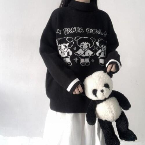 Ladies Sweaters Streetwear Knitted Pullover Graphics print Kawaii vintage winter Harajuku Oversize Y2K top Fairy Grunge clothing