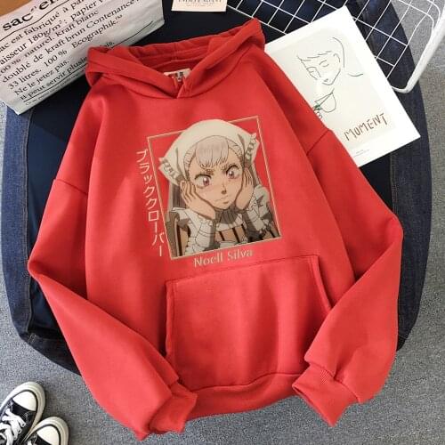 Black Clover Hoodies Japanese Anime Cosplay Noell Silva Print Sweatshirt Streetwear Pullovers Hooded Loose Men Women 2021 Top