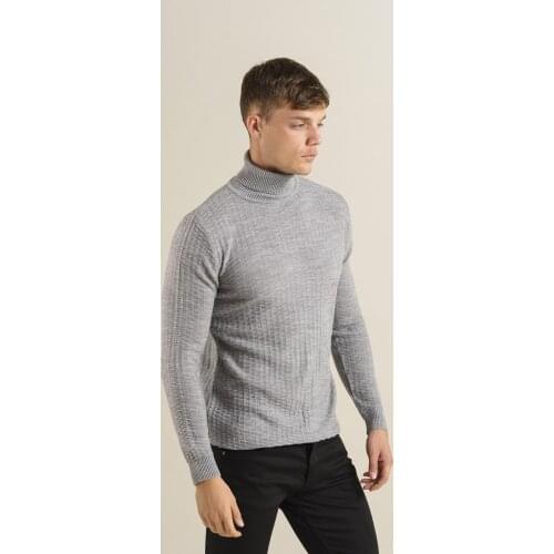 Sorte T18 Slim Fit Cotton Square Pattern Turtleneck Turtlenecks Knitwear