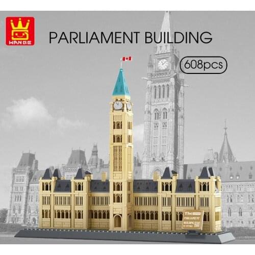 WANGE 608Pcs World City Landmark The Canada Parliament Building Famous Large Architecture Building Blocks Model Educational Toy
