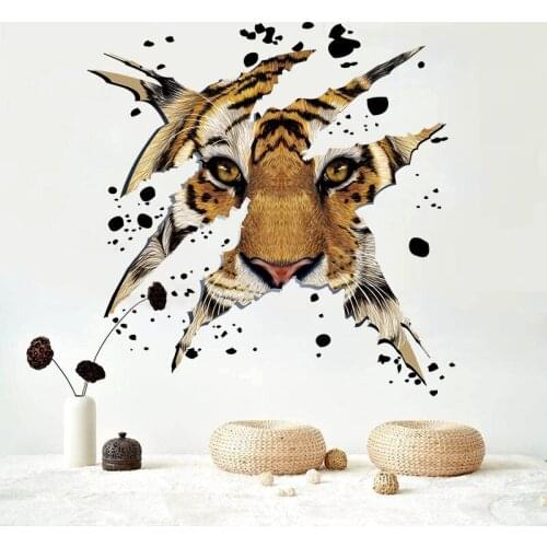 Vivid decoracion hogar moderno Creative 3D tiger wall post living room bedroom study TV background wall decoration