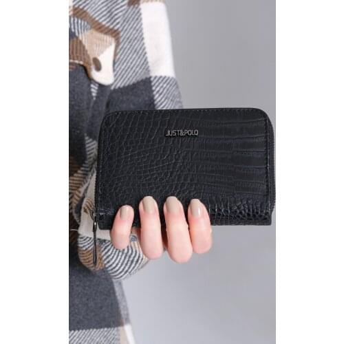 Womens Black Crocodile Skin Look Wallet Jpt07T