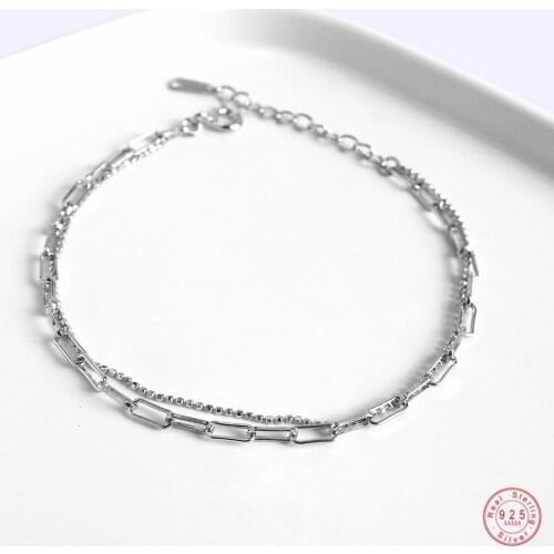 925 Sterling Silver Fashion Simple Bead Chain Double-layer Bracelet Women Light Luxury Temperament Party Jewelry Accessories