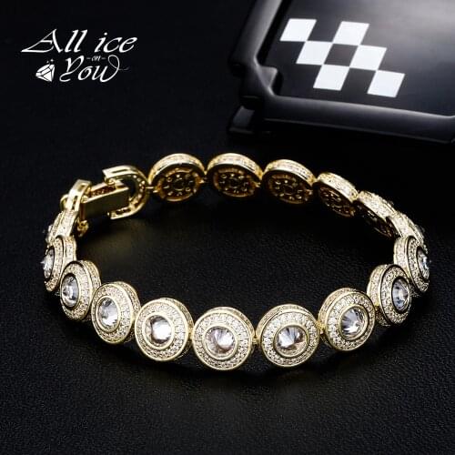 2021 New Top Brand 15mm Luxury Fashion Baguette Bracelet Iced Micro Pave Cubic Zirconia Round Hip Hop Jewelry For Women Gift