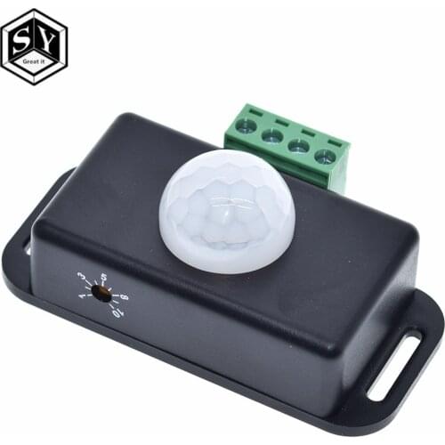 1PCS DC 12V 24V 8A Automatic Adjust PIR Motion Sensor Switch IR Infrared Detector Light Switch Module for LED Strip Light Lamp