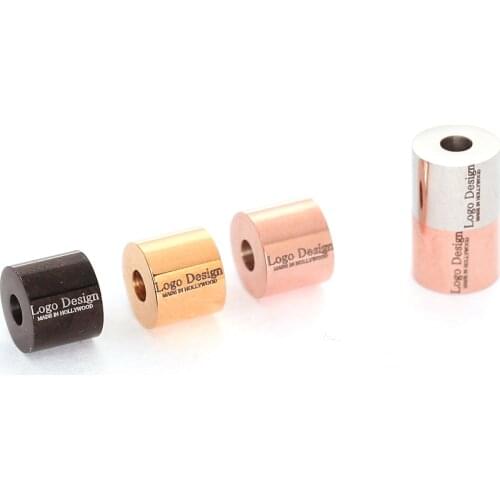 10 pcs Custom Logo Laser Engraved On Stainless Steel Column Beads,Cylinder Beads For Bracelets , 6x7mm,Hole In 2.3mm,LG01