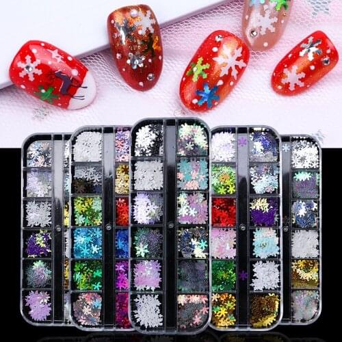 1 box of Christmas nail art snowflake laser sequins set popular nails Christmas nail sequins star nail art nails accessories