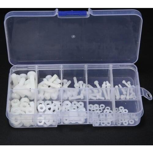 150pcs White Nylon Hex Screw M2 M2.5 M3 M4 M5 Bolt Nut Standoff Spacer Kit with Plastic Box Corrosion Resistant