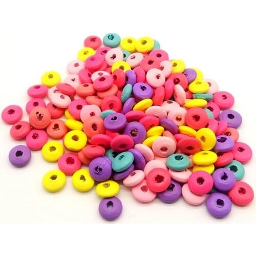 300pcs DIY Accessories Candy Color Abacus Wooden Beads Environmental Protection Wooden Beads Kids Jewellery for Girls