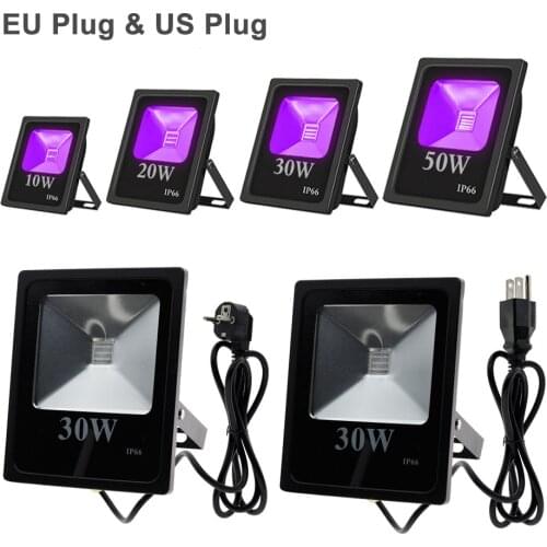 4pcs 10W 20W 30W 50W UV LED Floodlight Purple Blacklight IP66 Waterproof Ultra-Viole 395nm Stage Light for Halloween Party