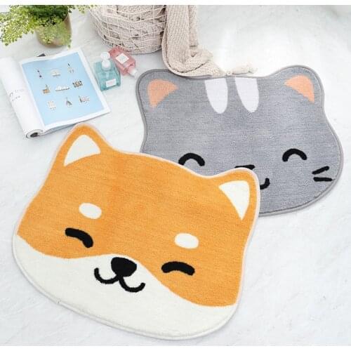 60X50CM cartoon dog carpet rug Shiba floor rug grey cat plush doormat carpet bay window pet mat decorative anti ship