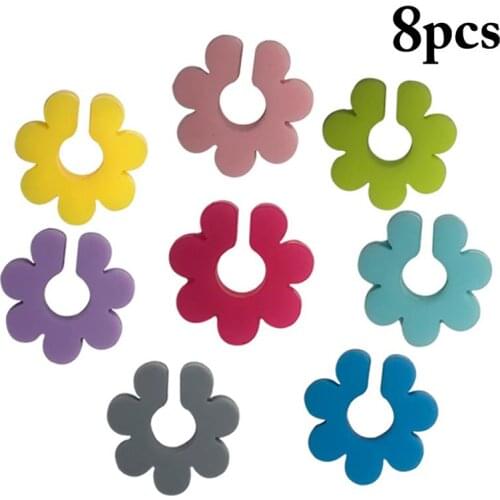 8 Pcs/Set Silicone Solid Color Wine Glass Charm Fashionable Flower Shaped Drink Tag Decoration Wedding Events Party Accessories