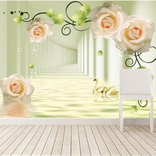 Custom 3d large murals wallpaper,Fresh green rose vine corridor papel de parede, living room TV sofa bedroom wallpaper